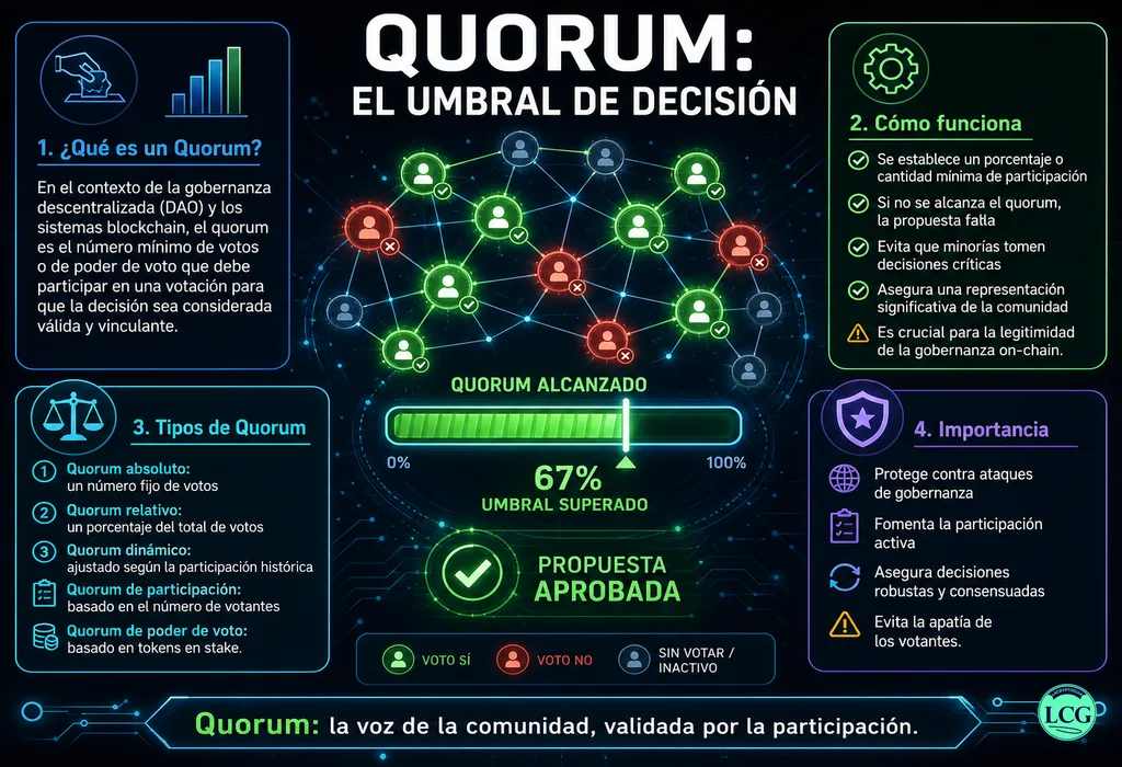 Infograf&iacute;a explicativa sobre Quorum en blockchain y crypto