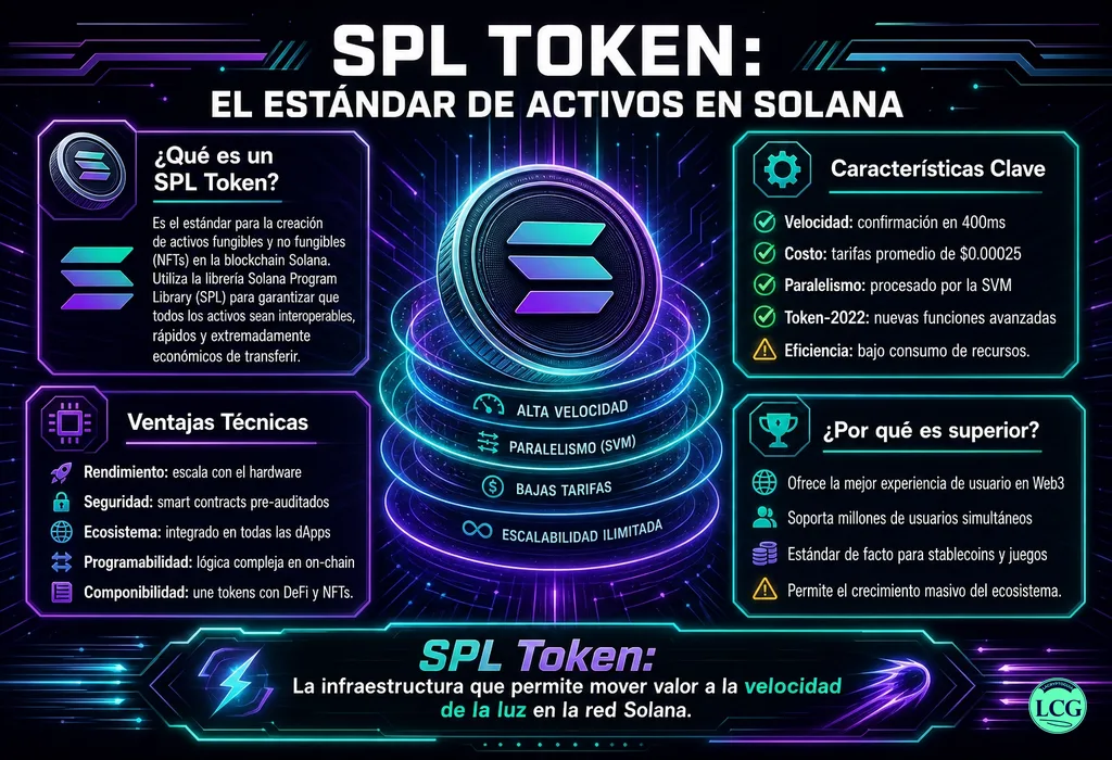 Infograf&iacute;a explicativa sobre Spl Token en blockchain y crypto