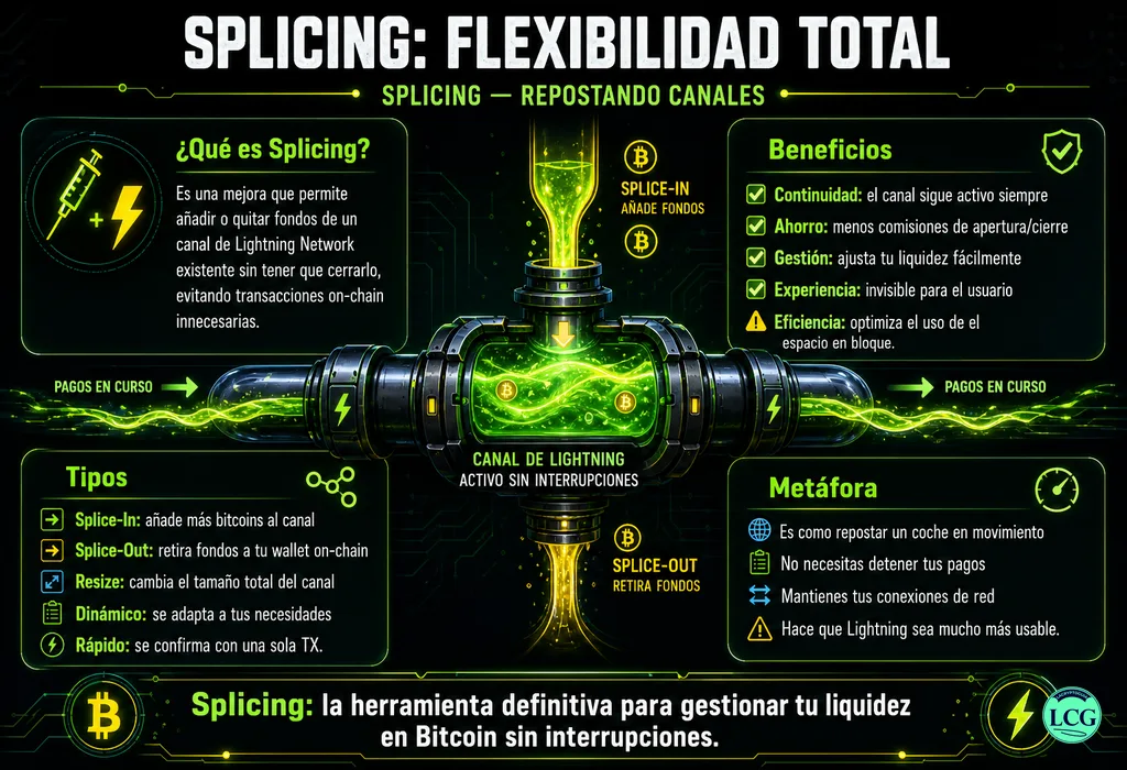 Infograf&iacute;a explicativa sobre Splicing en blockchain y crypto
