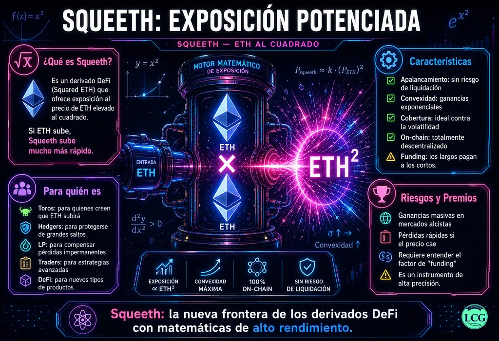Infograf&iacute;a explicativa sobre Squeeth en blockchain y crypto