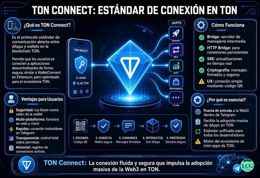 Infograf&iacute;a explicativa sobre Ton Connect en blockchain y crypto