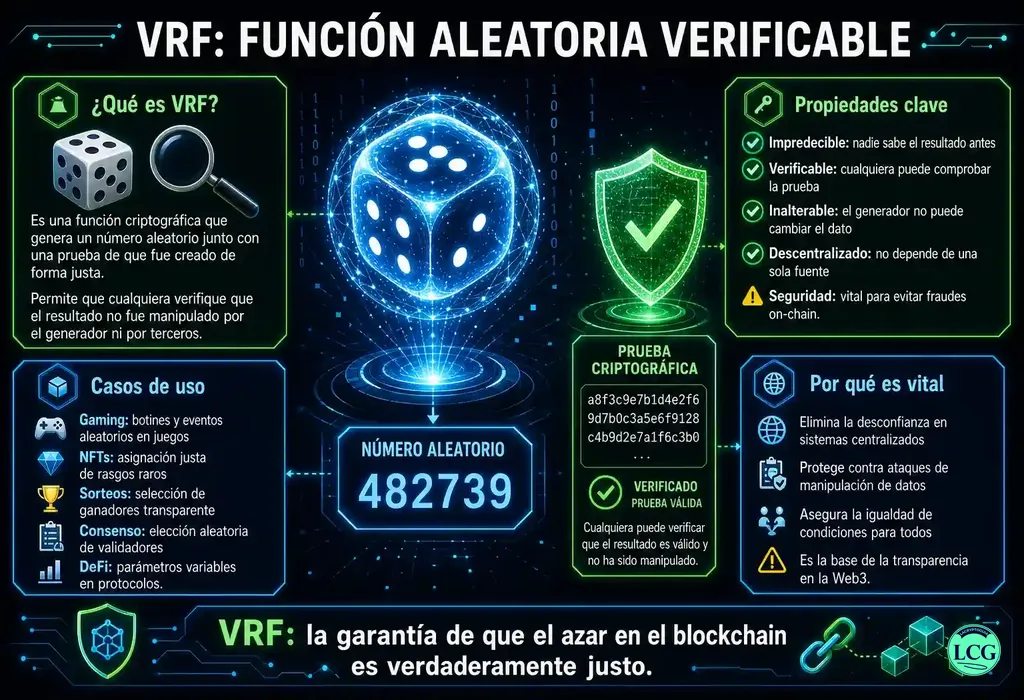 Infograf&iacute;a explicativa sobre Vrf en blockchain y crypto