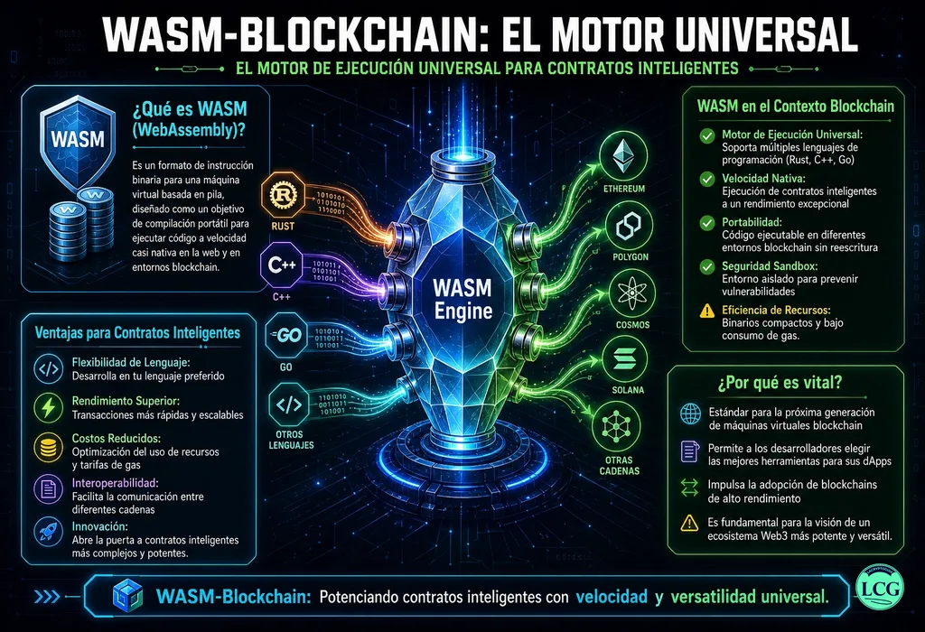 Infograf&iacute;a explicativa sobre Wasm Blockchain en blockchain y crypto