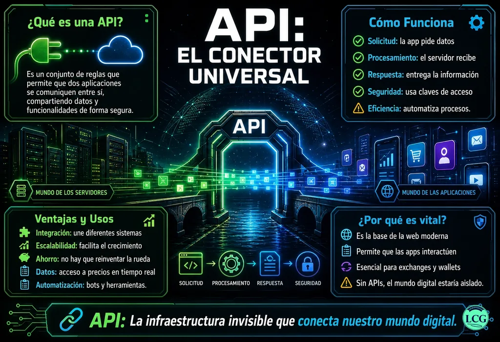 Infograf&iacute;a explicativa sobre Api en blockchain y crypto