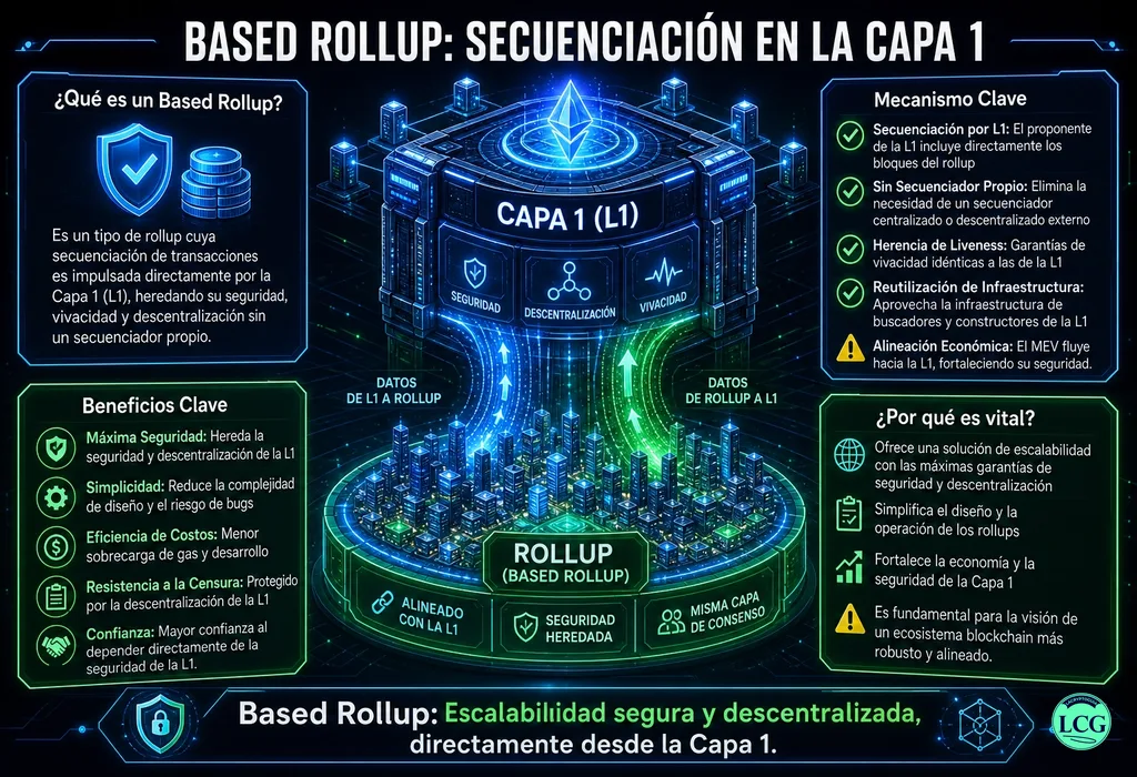 Infograf&iacute;a explicativa sobre Based Rollup en blockchain y crypto