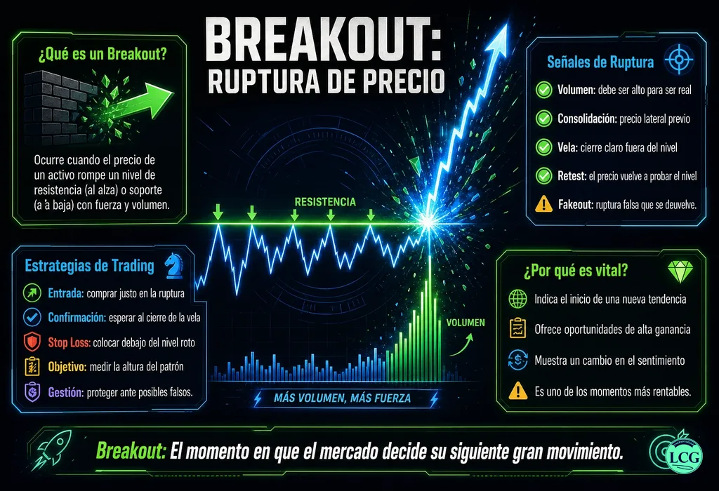 Infograf&iacute;a explicativa sobre Breakout en blockchain y crypto