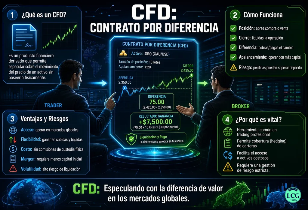 Infograf&iacute;a explicativa sobre Cfd en blockchain y crypto