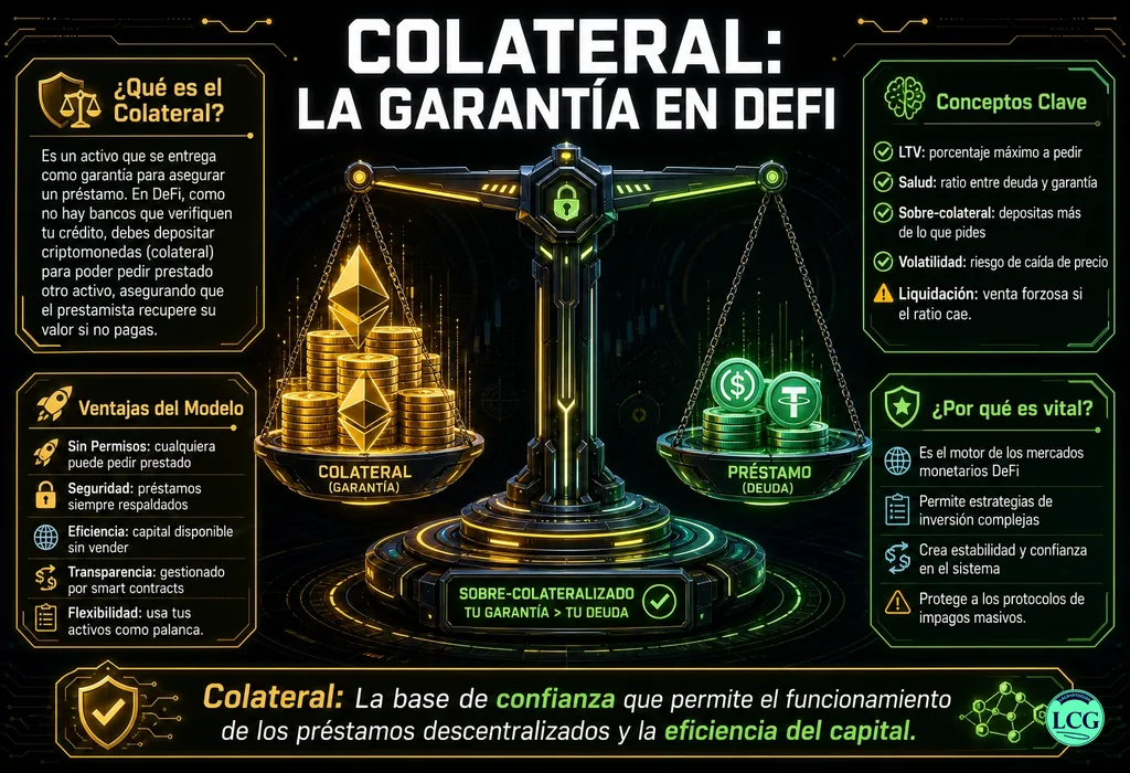 Infograf&iacute;a explicativa sobre Collateral en blockchain y crypto