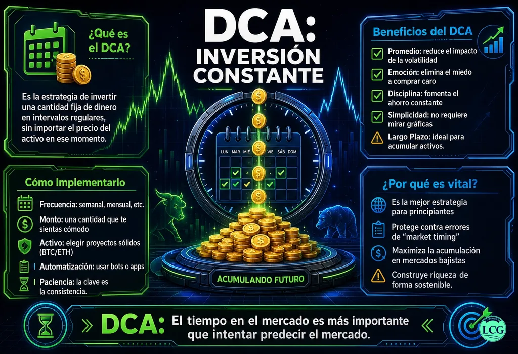 Infograf&iacute;a explicativa sobre Dca en blockchain y crypto