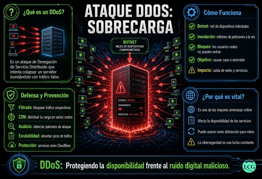 Infograf&iacute;a explicativa sobre Ddos en blockchain y crypto