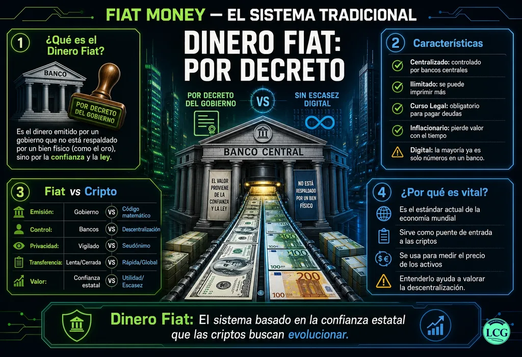 Infograf&iacute;a explicativa sobre Fiat en blockchain y crypto