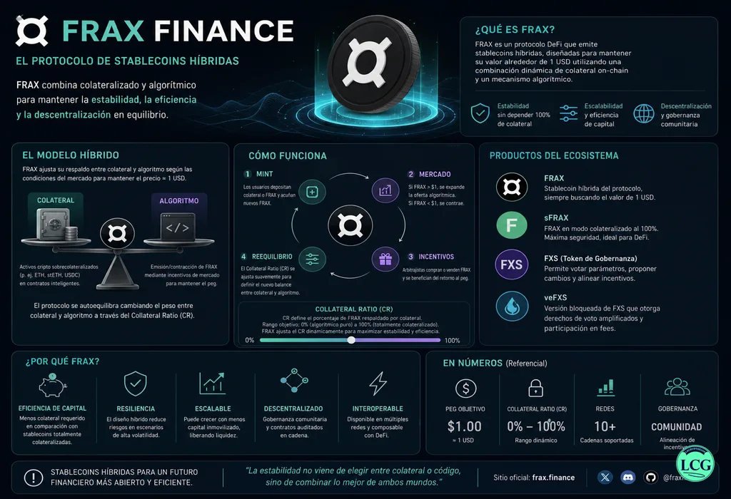 Infograf&iacute;a explicativa sobre Frax Finance en blockchain y crypto