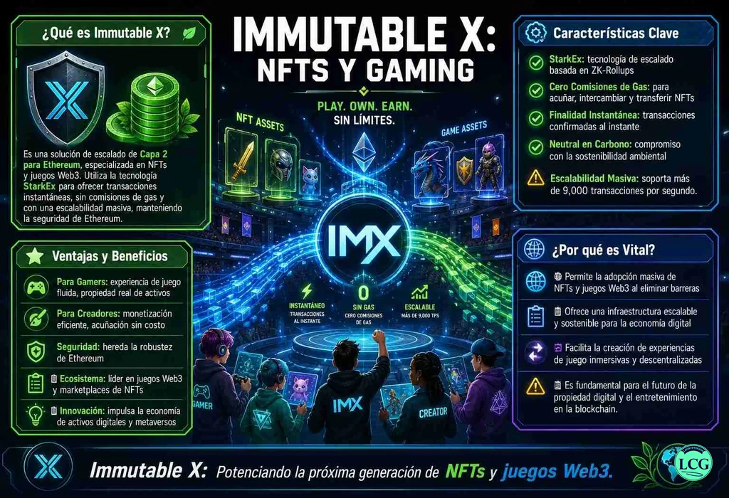 Infograf&iacute;a explicativa sobre Immutable X en blockchain y crypto