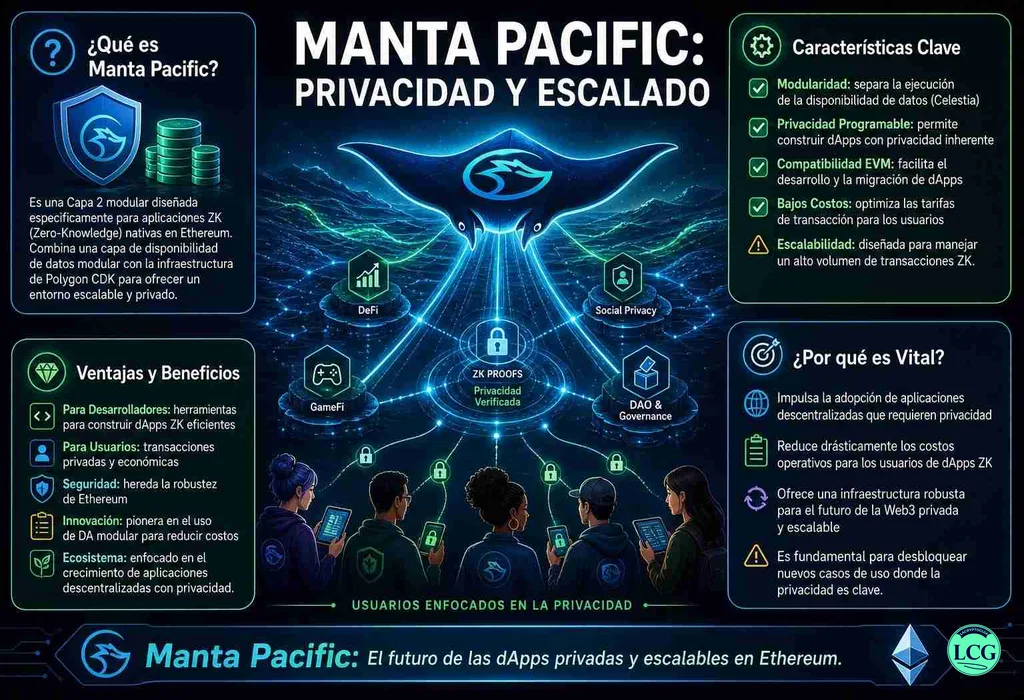 Infograf&iacute;a explicativa sobre Manta Pacific en blockchain y crypto