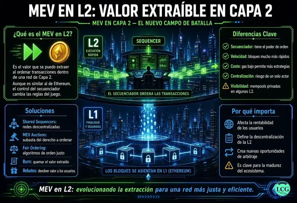 Infograf&iacute;a explicativa sobre Mev En L2 en blockchain y crypto