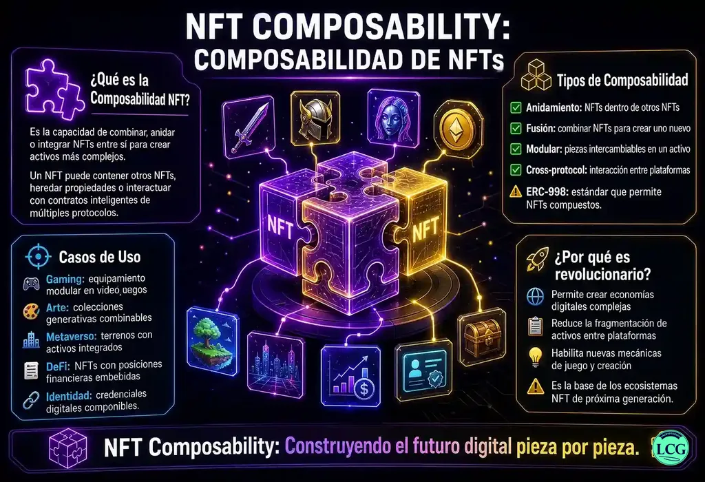 Infograf&iacute;a explicativa sobre Nft Composability en blockchain y crypto