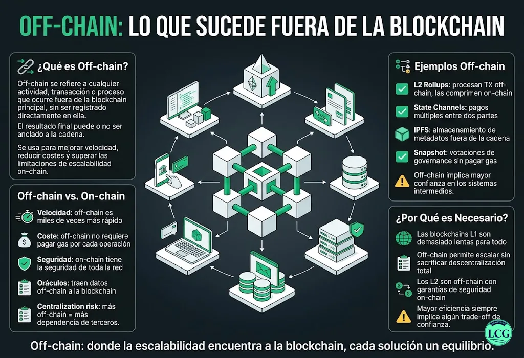 Infograf&iacute;a explicativa sobre Off Chain en blockchain y crypto