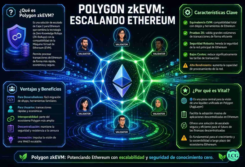 Infograf&iacute;a explicativa sobre Polygon Zkevm en blockchain y crypto