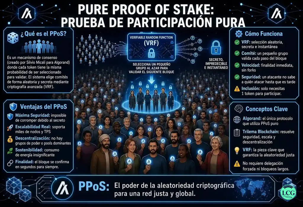 Infograf&iacute;a explicativa sobre Pure Proof Of Stake (Ppos) en blockchain y crypto