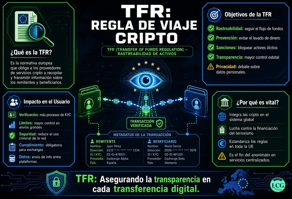 Infograf&iacute;a explicativa sobre Tfr en blockchain y crypto