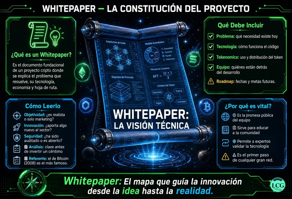 Infograf&iacute;a explicativa sobre Whitepaper en blockchain y crypto