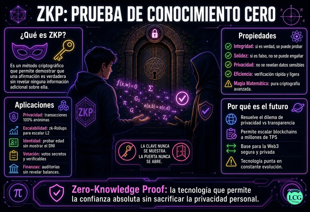 Infograf&iacute;a explicativa sobre Zero Knowledge Proof en blockchain y crypto