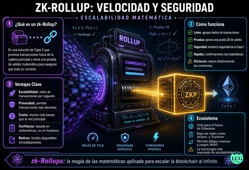 Infograf&iacute;a explicativa sobre Zk Rollup en blockchain y crypto