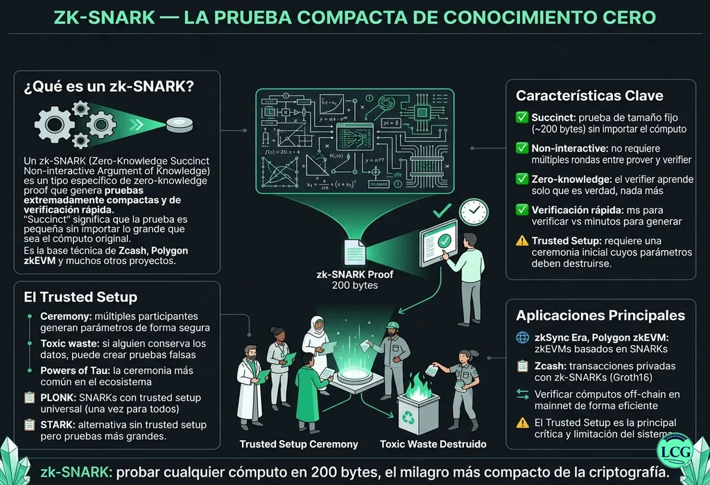 Infograf&iacute;a explicativa sobre Zk Snark en blockchain y crypto