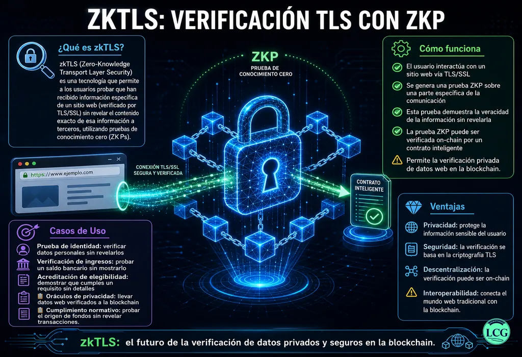 Infograf&iacute;a explicativa sobre Zktls en blockchain y crypto