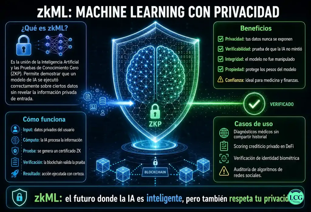 Infograf&iacute;a explicativa sobre Zkml en blockchain y crypto