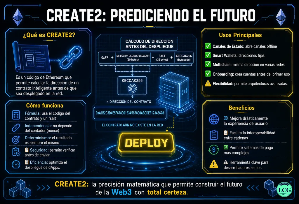 Infograf&iacute;a explicativa sobre Create2 en blockchain y crypto