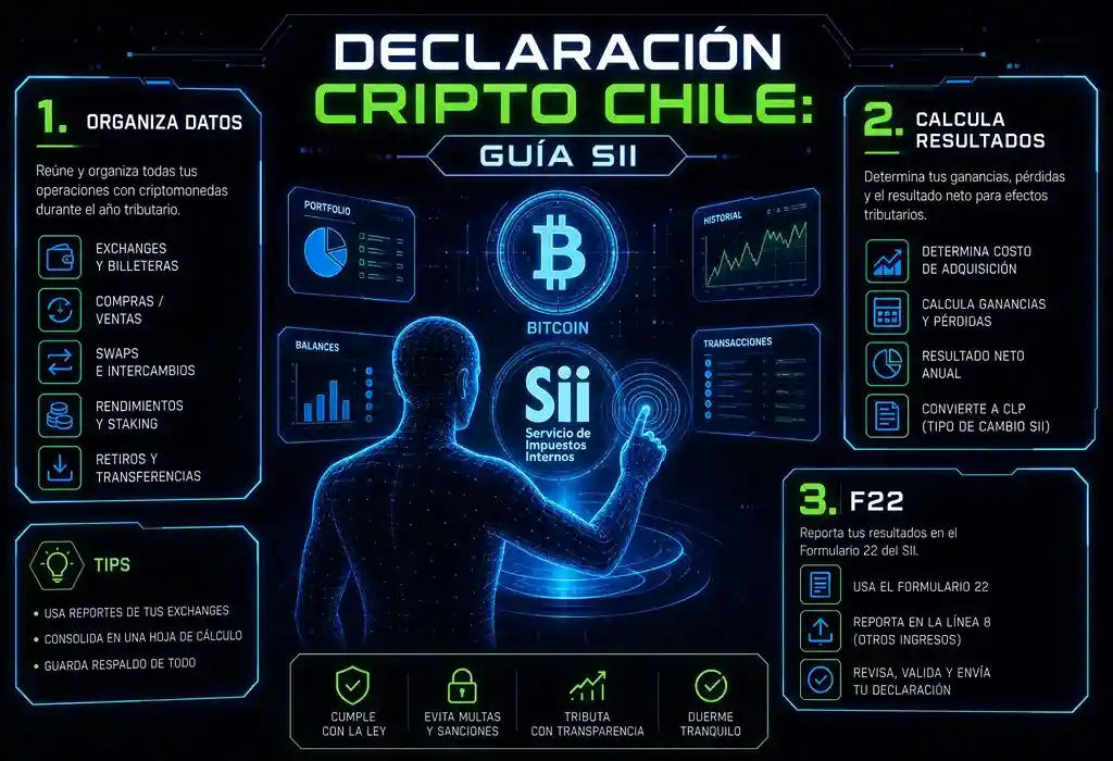 Infograf&iacute;a sobre como Declarar Criptomonedas en Chile ante el SII